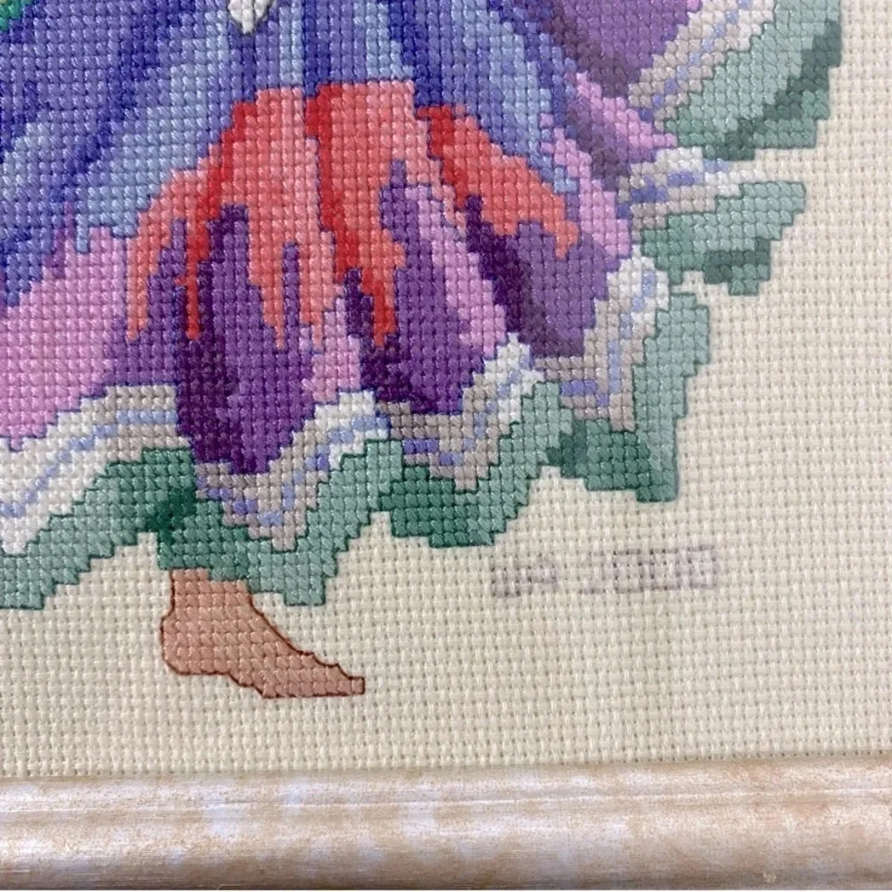 Vintage 2000 Completed Framed Angel From Heaven Cross Stitch Art - Picture 6 of 14